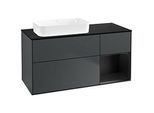 Villeroy und Boch Finion Waschtischunterschrank F692PDHG 120x60,3x50,1cm, Regal rechts Black matt lacquer, Midnight Blue Matt Lacquer