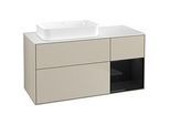 Villeroy und Boch Finion Waschtischunterschrank G691PHHH 120x60,3x50,1cm, Regal rechts Glossy Black Lacquer, Sand Matt Lacquer