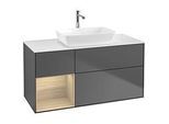Villeroy und Boch Finion Waschtischunterschrank F821PCGK 120cm, Abdeckplatte white matt, Regale Oak Veneer, Anthracite matt