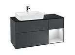 Villeroy und Boch Finion Waschtischunterschrank G402MTHG 120cm, Abdeckplatte black matt, Emotion, Regal rechts White matt lacquer, Midnight Blue Matt Lacquer