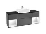 Villeroy und Boch Finion Waschtischunterschrank G452GFGK 160cm, Abdeckplatte black matt, Emotion, Regale Glossy white lacquer, Anthracite matt