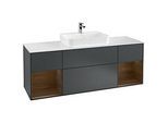 Villeroy und Boch Finion Waschtischunterschrank F451GNHG 160x60,3cm, Abdeckplatte white matt, Regale Walnut veneer, Midnight Blue Matt Lacquer