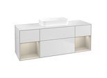 Villeroy und Boch Finion Waschtischunterschrank F741HHMT 160x60,3x50,1cm, Regale sand matt lacquer, White matt lacquer