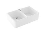 Villeroy und Boch Spülstein Doppelbecken 638002RW Ablaufgarnitur mit Exzenterbetätigung, Stone White