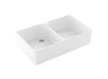 Villeroy und Boch Spülstein Doppelbecken 639001RW Ablaufgarnitur mit Handbetätigung, Stone White