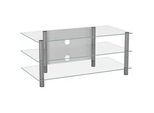 Mid.you Phonotisch , Klar, Silberfarben , Metall, Glas , rechteckig , 110x45x42 cm , Kabelkanal , Baby & Kindermöbel, Kinder- & Jugendzimmer, Phonomöbel