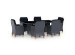 vidaXL 7-tlg. Garten-Essgruppe mit Auflagen Poly Rattan Dunkelgrau