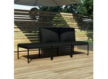 vidaXL 3-tlg. Garten-Lounge-Set mit Auflagen Schwarz PVC