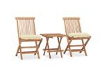 vidaXL 3-tlg. Garten-Essgruppe mit Kissen Klappbar Massivholz Teak