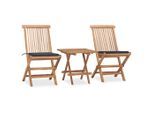 vidaXL 3-tlg. Garten-Essgruppe mit Kissen Klappbar Massivholz Teak