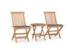 vidaXL 3-tlg. Garten-Essgruppe mit Kissen Klappbar Massivholz Teak