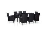vidaXL 9-tlg. Garten-Essgruppe Poly Rattan Schwarz