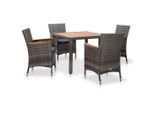 vidaXL 5-tlg. Garten-Essgruppe mit Auflagen Poly Rattan Grau