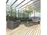 vidaXL 8-tlg. Garten-Lounge-Set mit Auflagen Poly Rattan Grau
