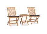 vidaXL 3-tlg. Garten-Essgruppe mit Kissen Klappbar Massivholz Teak