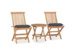 vidaXL 3-tlg. Garten-Essgruppe mit Kissen Klappbar Massivholz Teak