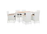 vidaXL 7-tlg. Garten-Essgruppe Poly Rattan Weiß