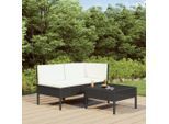 vidaXL 3-tlg. Garten-Lounge-Set mit Auflagen Poly Rattan Schwarz