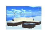 vidaXL 6-tlg. Garten-Lounge-Set mit Auflagen Poly Rattan Braun