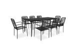 vidaXL 9-tlg. Garten-Essgruppe Baumwollseil und Stahl Schwarz