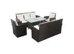 vidaXL 5-tlg. Garten-Lounge-Set mit Auflagen Poly Rattan Braun