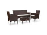 vidaXL 4-tlg. Garten-Lounge-Set mit Auflagen Poly Rattan Braun
