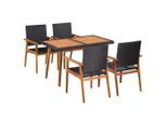 vidaXL 5-tlg. Garten-Essgruppe Poly Rattan Schwarz und Braun