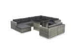 vidaXL 10-tlg. Garten-Lounge-Set mit Auflagen Poly Rattan Grau