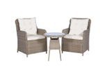vidaXL 3-tlg. Bistro-Set mit Auflagen und Kissen Poly Rattan Braun