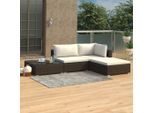 vidaXL 4-tlg. Garten-Lounge-Set mit Auflagen Poly Rattan Braun