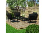 vidaXL 5-tlg. Garten-Lounge-Set mit Auflagen Schwarz PVC