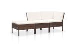 vidaXL 3-tlg. Garten-Lounge-Set mit Auflagen Poly Rattan Braun