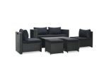 vidaXL 6-tlg. Garten-Lounge-Set mit Auflagen Poly Rattan Schwarz