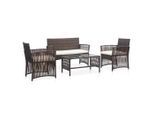 vidaXL 4-tlg. Garten-Lounge-Set mit Auflage Poly Rattan Braun