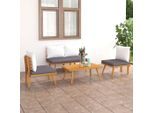 vidaXL 4-tlg. Garten-Lounge-Set mit Auflagen Massivholz Akazie