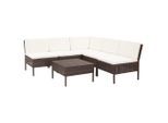 vidaXL 6-tlg. Garten-Lounge-Set mit Auflagen Poly Rattan Braun