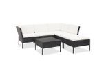 vidaXL 6-tlg. Garten-Lounge-Set mit Auflagen Poly Rattan Schwarz