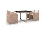 vidaXL 5-tlg. Garten-Essgruppe mit Auflagen Poly Rattan Beige