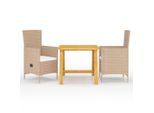 vidaXL 3-tlg. Garten-Essgruppe Beige