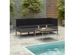 vidaXL 3-tlg. Garten-Lounge-Set mit Auflagen Poly Rattan Grau