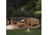 vidaXL 5-tlg. Garten-Lounge-Set mit Auflagen Massivholz Akazie