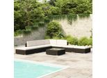vidaXL 8-tlg. Garten-Lounge-Set mit Auflagen Poly Rattan Schwarz