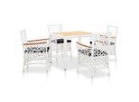 vidaXL 5-tlg. Garten-Essgruppe Poly Rattan Weiß