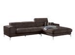 Ecksofa W.SCHILLIG "piedroo, Designsofa mit tollem Sitzkomfort, bequem und elegant, L-Form", braun (mocca s37), B:303cm H:70cm T:193cm, Stoff S37 (100% Polyester): Luxus-Microfaser in Lederoptik, Sofas, Ecksofa, Kopfteilverstellung, wahlweise mit Sitztiefenverstellung, Breite 303cm