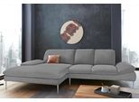 Ecksofa W.SCHILLIG "enjoy&MORE, Designsofa, elegant und bequem, L-Form", grau (dolphin r66), B:310cm H:87cm T:185cm, Chenille-Flachgewebe R66 (85% Polyester, 15% Nylon);Longlife Xtra-Leder Z59: Glattleder mit modischer Prägung. Hautstärke 0, 9 - 1, 1 mm;Stoff S37 (100% Polyester), Sofas, Ecksofa, mit Sitztiefenverstellung, Füße silber matt, Breite 310 cm