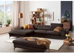 Ecksofa W.SCHILLIG "piedroo, Designsofa mit tollem Sitzkomfort, bequem und elegant, L-Form", braun (mocca s37), B:343cm H:70cm T:193cm, Stoff S37 (100% Polyester): Luxus-Microfaser in Lederoptik, Sofas, Ecksofa, Kopfteilverstellung, wahlweise mit Sitztiefenverstellung, Breite 343cm