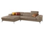 Ecksofa W.SCHILLIG "Piedroo, Designsofa mit tollem Sitzkomfort, elegant und bequem, L-Form", braun (stone z59), B:303cm H:70cm T:193cm, Longlife Xtra-Leder Z59: Glattleder mit modischer Prägung. Hautstärke 0, 9 - 1, 1 mm, Sofas, Ecksofa, Kopfteilverstellung, wahlweise mit Sitztiefenverstellung, Breite 303cm