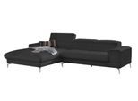 Ecksofa W.SCHILLIG "piedroo, Designsofa mit tollem Sitzkomfort, bequem und elegant, L-Form", grau (graphit z59), B:303cm H:70cm T:193cm, Longlife Xtra-Leder Z59: Glattleder mit modischer Prägung. Hautstärke 0, 9 - 1, 1 mm, Sofas, Ecksofa, Kopfteilverstellung, wahlweise mit Sitztiefenverstellung, Breite 303cm