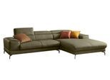 Ecksofa W.SCHILLIG "Piedroo, Designsofa mit tollem Sitzkomfort, elegant und bequem, L-Form", grün (camouflage z69), B:303cm H:70cm T:193cm, Longlife Xtra-Leder Z69: Das feinnarbige, gedeckte Softleder Z69 besticht durch seine außergewöhnliche Weichheit im trendigen »Vintage-Look«, Hautstärke 0, 9 - 1, 1 mm, Sofas, Ecksofa, Kopfteilverstellung, wahlweise mit Sitztiefenverstellung, Breite 303cm