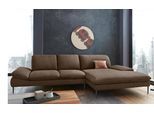 Ecksofa W.SCHILLIG "enjoy&MORE, Designsofa, bequem, zeitlos und elegant, L-Form", braun (mocca s37), B:340cm H:87cm T:185cm, Chenille-Flachgewebe R66 (85% Polyester, 15% Nylon);Longlife Xtra-Leder Z59: Glattleder mit modischer Prägung. Hautstärke 0, 9 - 1, 1 mm;Stoff S37 (100% Polyester), Sofas, Ecksofa, Sitztiefenverstellung, Füße schwarz pulverbeschichtet, Breite 340 cm
